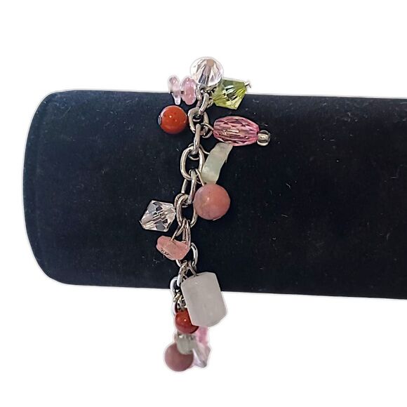 Glass Charm Bracelet Sparkly Multi Color Faceted Silver Tone Fairy Whimsigoth. - Picture 4 of 16